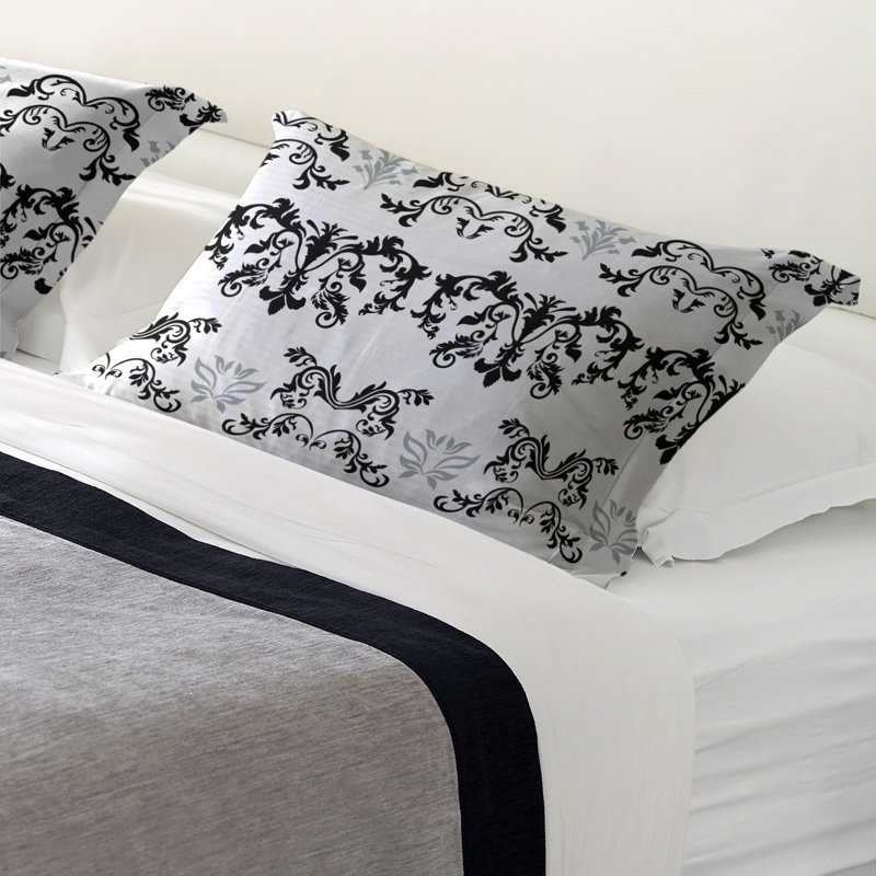 Taie décorative Oakland Football Baroque, Standard, Blanc / Noir / Argent, polyester