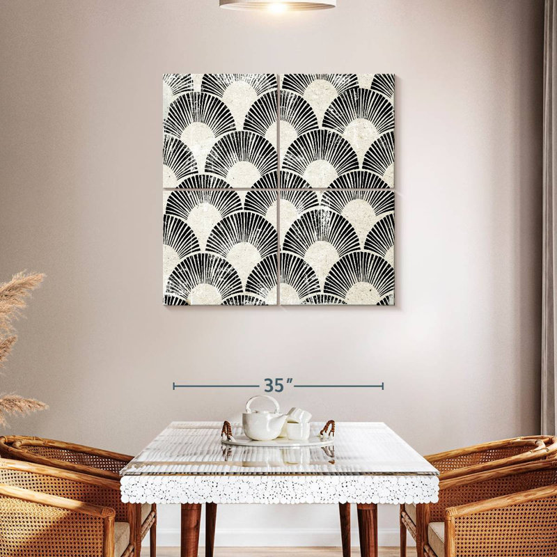 White Art Deco I, H 38 po x l 38 po