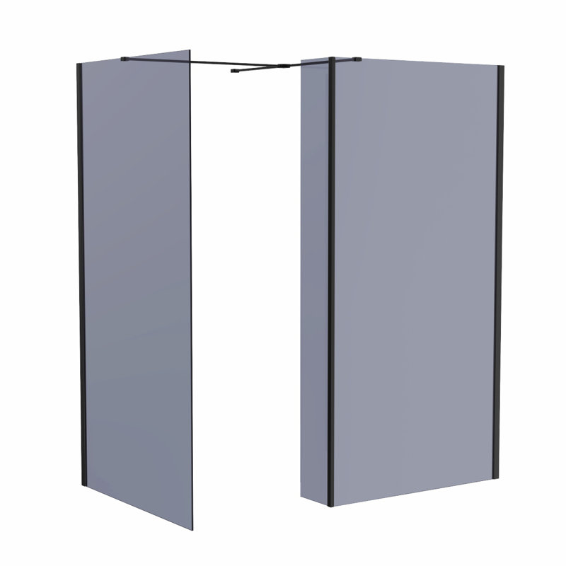 Black Walk In Shower Enclosure Wet Room Grey Glass Screen 1200mm & 700mm with 300mm Return Panel