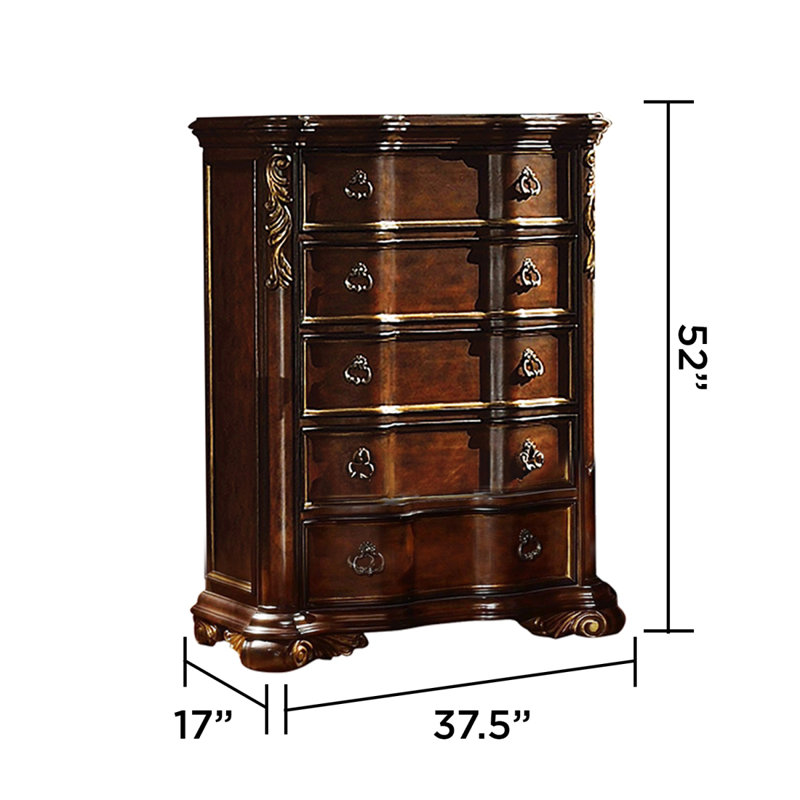 Ensemble de chambre avec très grand lit 5 pièces Bella, Walnut Brown, Cinq pièces : Lit, table de chevet, 2 commodes, m