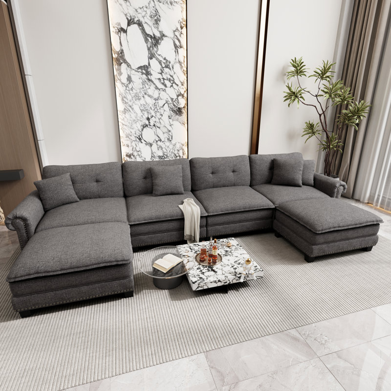 Sectional, 88cm H x 380cm W x 85cm D, Grey