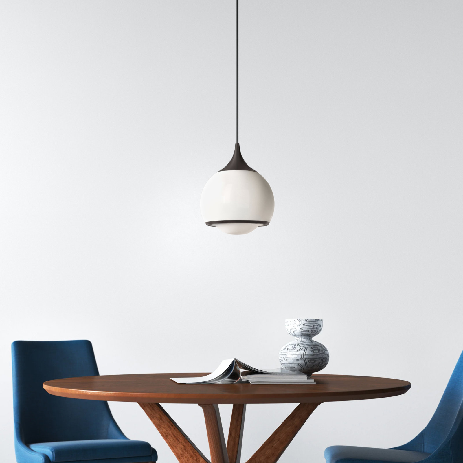 Kegan Single Light Glass Pendant, Old Bronze, 11.5" H x 10" W x 10" D