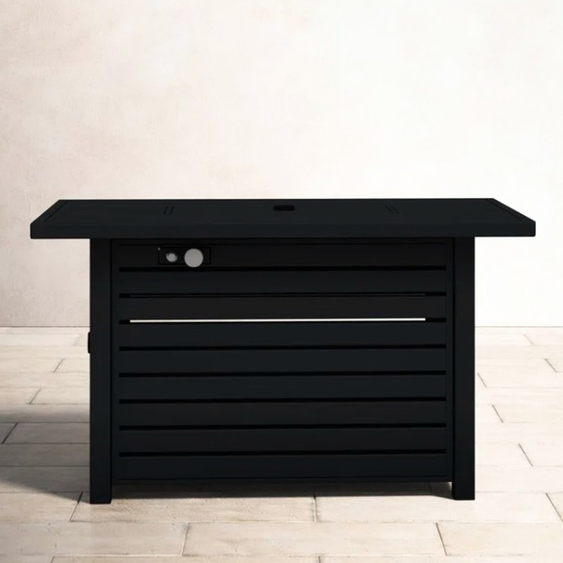 Outdoor Fire Pit Table With Lid - Steel, 8-hour Burning, 50000 , Propane/natural Gas, Black Modern 8h Output, Style