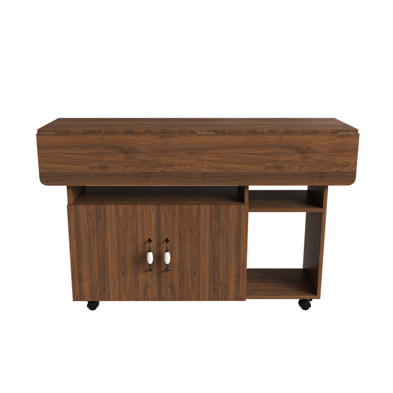 Chariot de cuisine 47 po pliable avec tablettes de rangement et roulettes