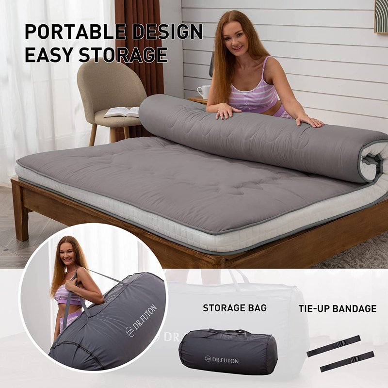 Surmatelas en mousse viscoélastique 4 po Misquamicut Alwyn Home, Gris foncé, Complète