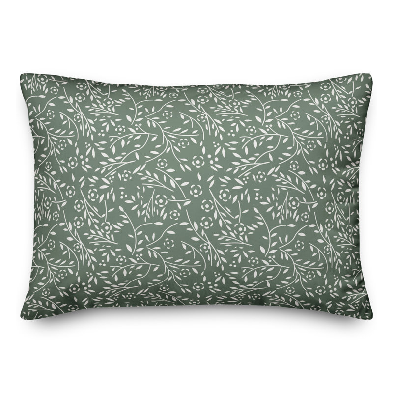 Floral Outdoor Reversible Throw Pillow, Green