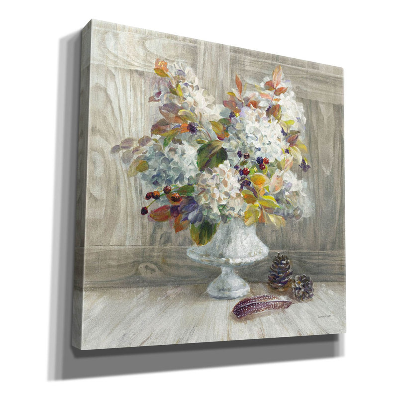 «Rustic Florals White» par Danhui Nai, art mural sur toile