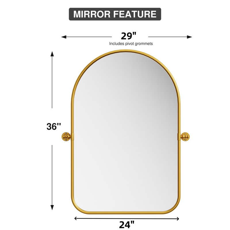 Miroir mural Quesenberry, 36 po x 24 po, Or