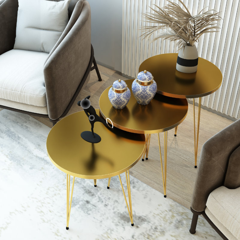 Tables gigognes 3 pieds, Or