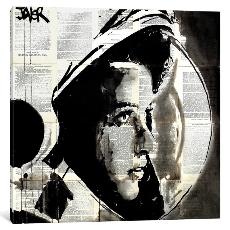 « the astronaute », un carré vertical sur toile tendue, H 18 po x l 18 po x P 1,5 po
