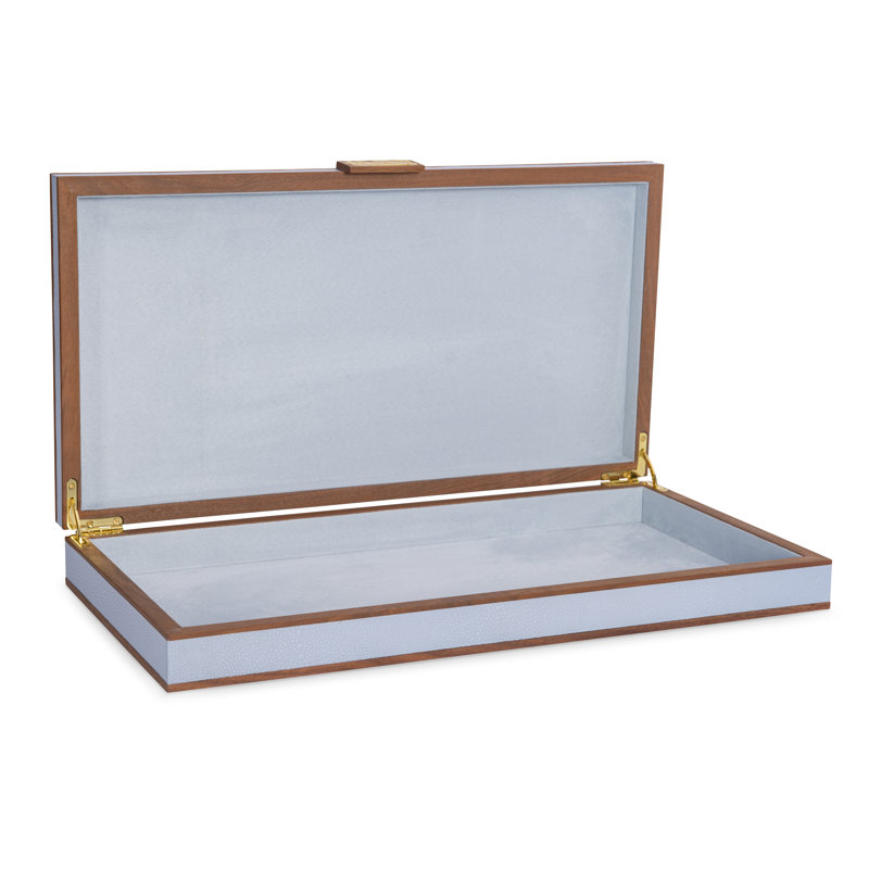Embossed Leather Decorative Box, Light Blue