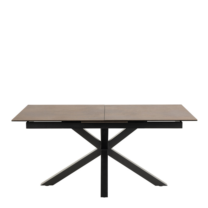 Harrisonburg Extendable Metal Base Dining Table, 76cm H x 90cm W x 210cm L, Brown