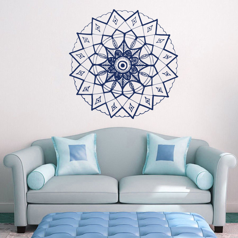 Adhésif décoratif mandala yoga, H 20 po x l 22 po, Marine