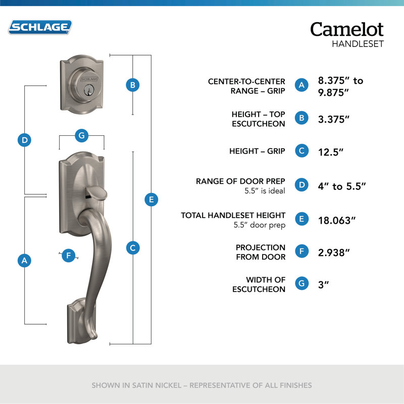 Camelot Handleset with Single Cylinder Deadbolt and Georgian Door Knob and Rosette, Matte Black, Keyed Alike, Yes