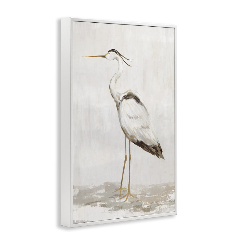 Seren Heron on Beige, estampe numérique, design par Hannah Dawson, H 18 po x l 12 po