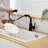 Black Bathroom Faucet With Pull Out - Modern Style, Stainless Steel, For And Kitchen Use Sink 360 Rotatable, Ceramic Filler, Contemporary Bath-908863427