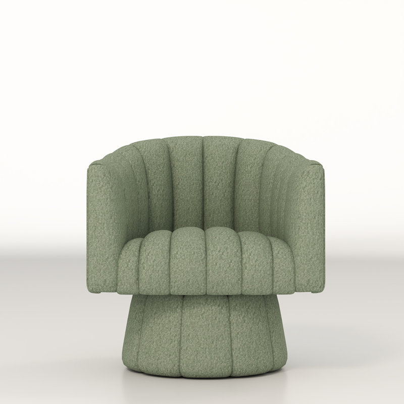 Murrow Upholstered Swivel Barrel Chair, Green Teddy
