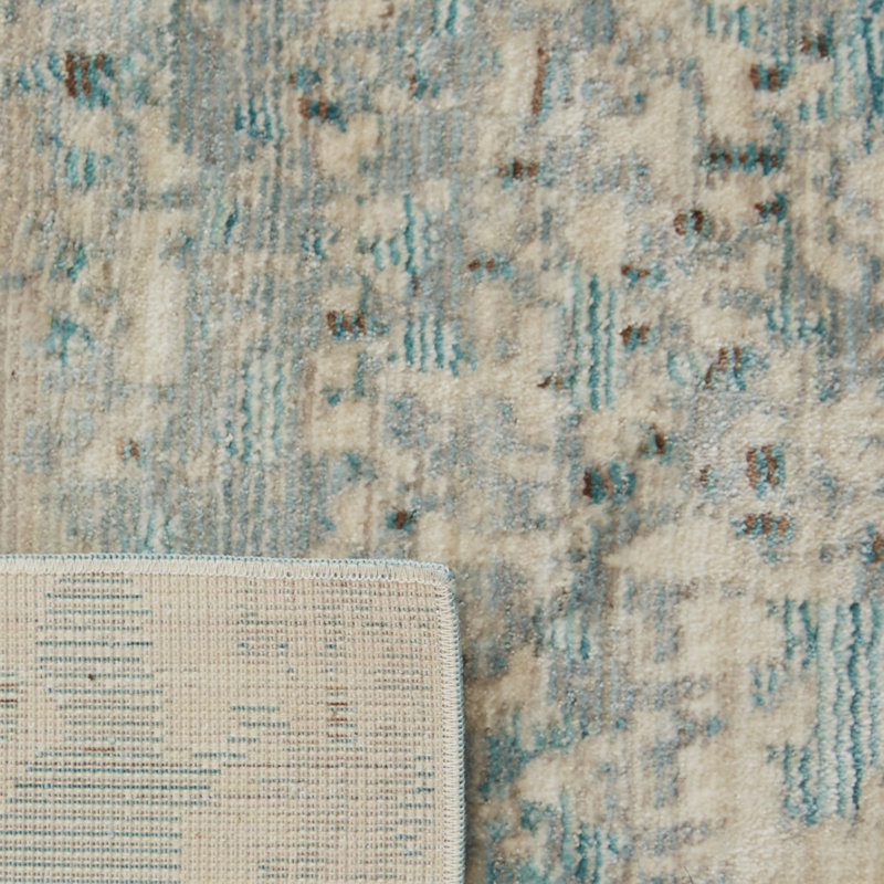 Tapis bleu sarcelle tissé à la machine Mailelani, Tapis de couloir 2 pi 3 po x 12 pi