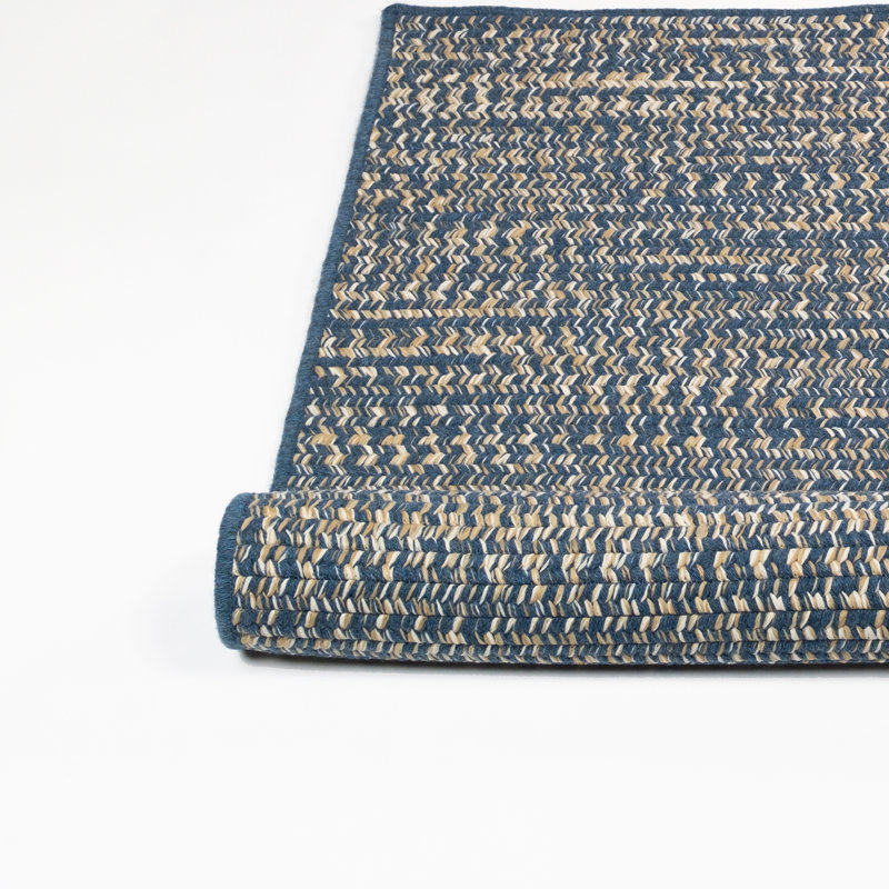 Tapis bleu en mélange de laine Tweed, Rectangle 2 pi 3 po x 3 pi 10 po