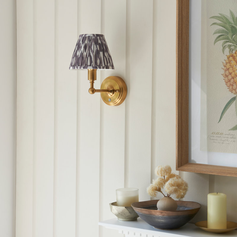 Burley Rechargeable LED Rechargeable and Ikat 16cm neutral shade Wall Sconce, Pearl Gray