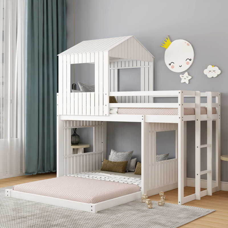 Alvan Kids Twin Over Full Bunk Bed, White