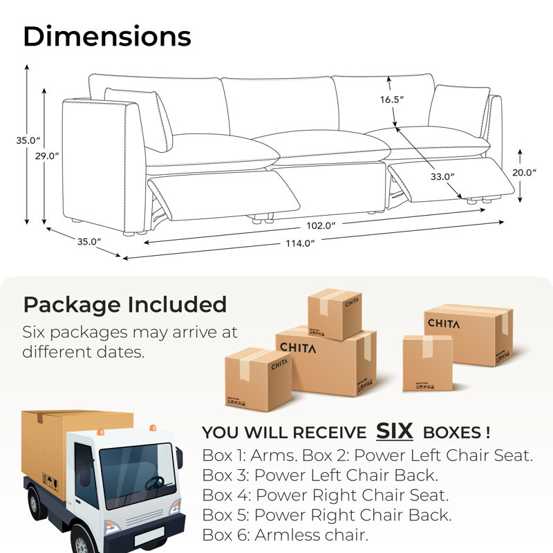 Modular Power Sofa, White