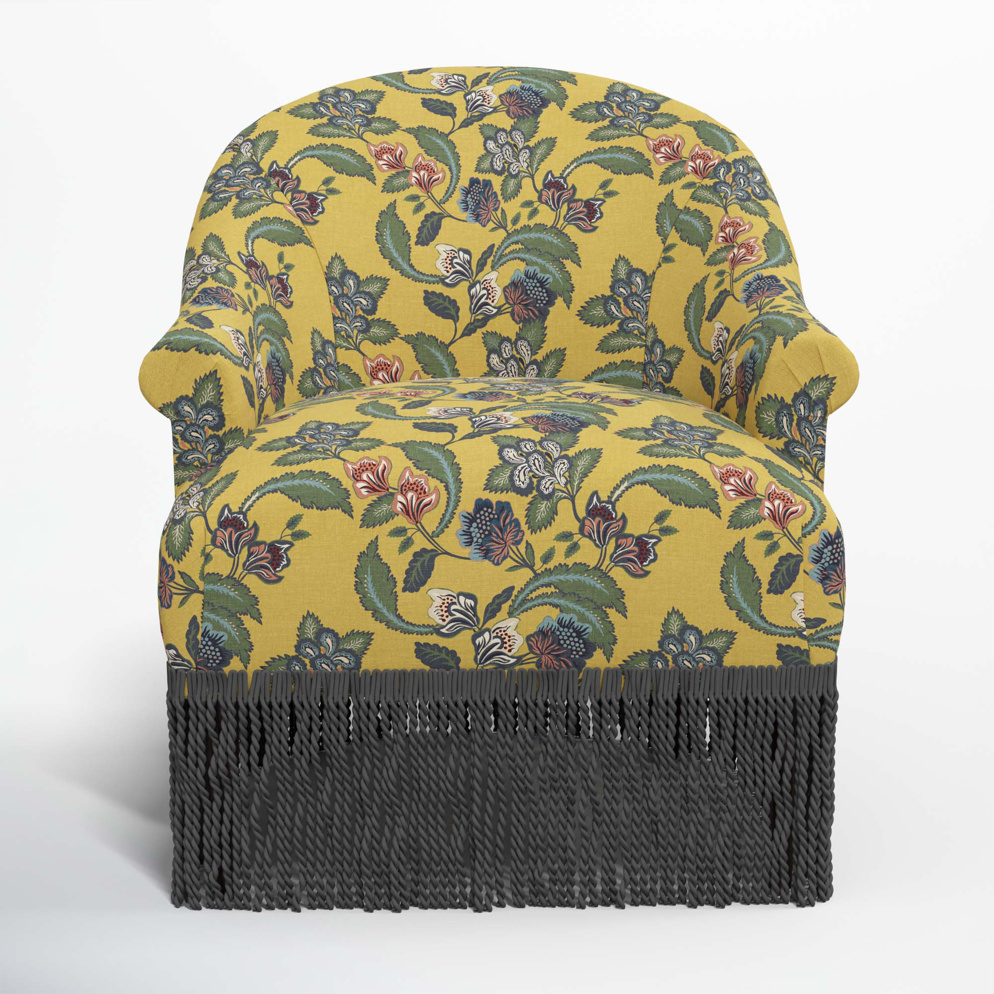 Callie Barrel Chair, Black, Libby Floral Gold