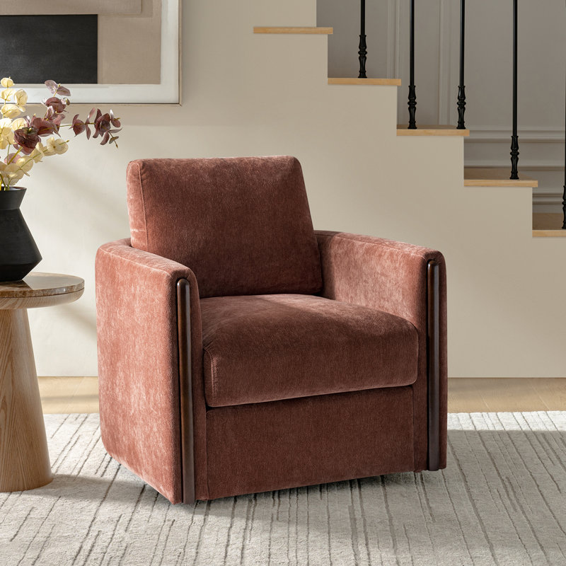 Fauteuil demi-tonneau pivotant en bois massif 31,25 W Nicha, Rouille