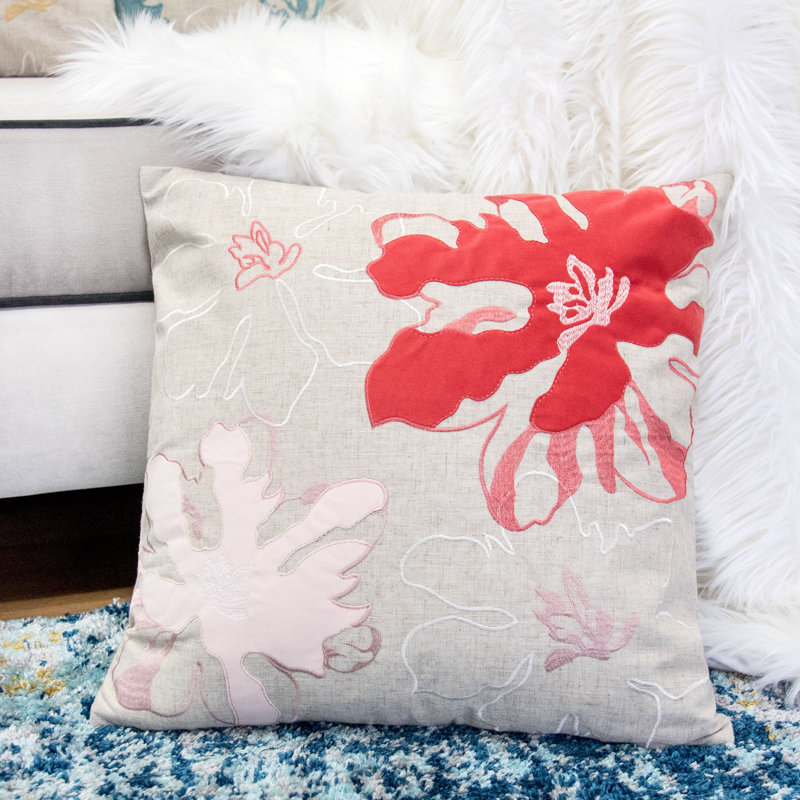  Indoor/Outdoor Square Pillow Cover & Insert, Coral