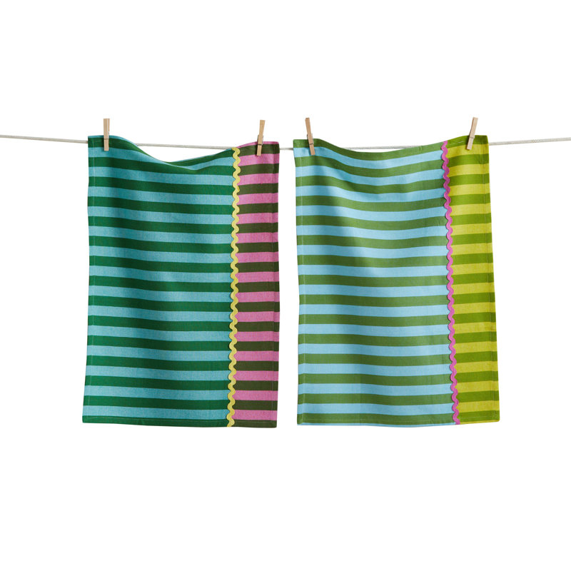 Cabana Stripe Dishtowel Set  Everyday Kitchen Towels, Machine Washable  Perfect for Home Cooking