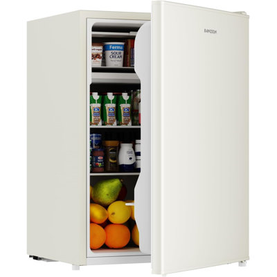 BANGSON 2.6 Cu Ft Small Fridge with Freezer for Office Cream White | Mini Refrigerator for Dorm Bedroom, Compact Fridge, Energy-efficient, Low Noise