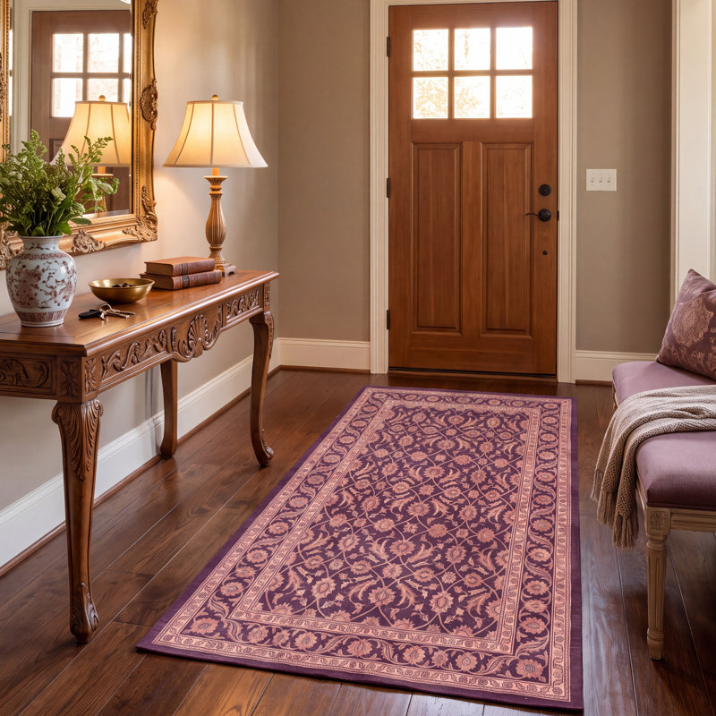 Tapis Norwood traditionnel à motif floral intégral or rose gris ivoire, lavable en machine, antidérapant, à poils courts, pour intérieur et extérieur, adapté aux animaux domestiques, idéal pour le salon, la chambre, la salle à manger, l'entrée, le corridor ou le bureau.