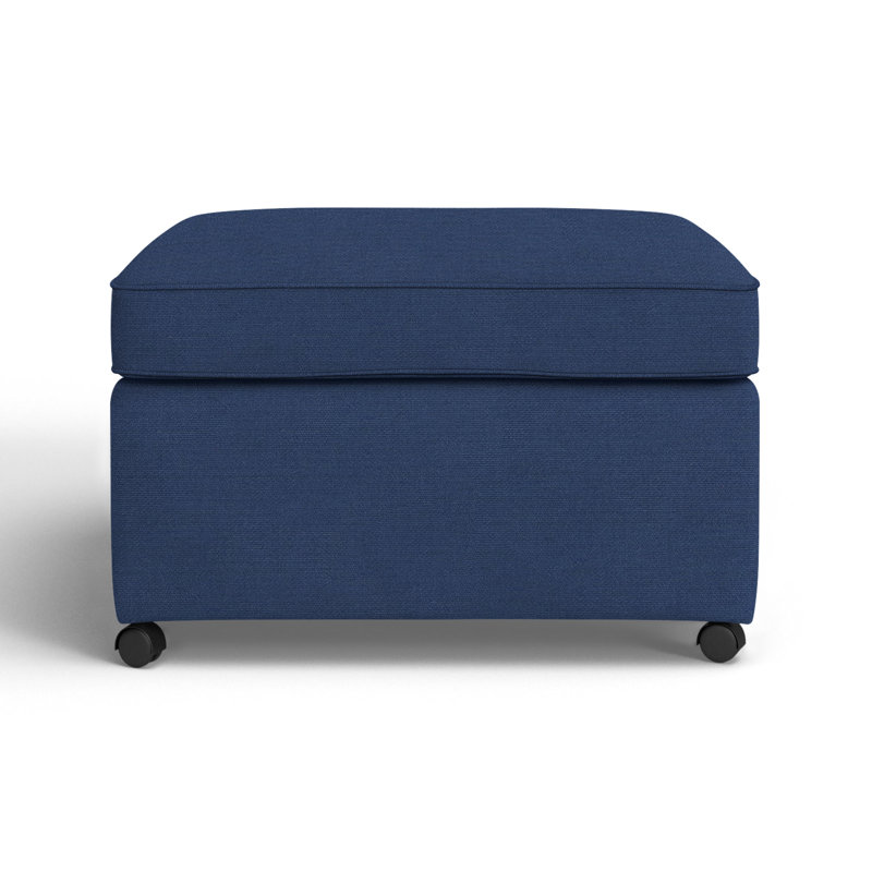 Rika Upholstered Ottoman, Canvas Navy Sunbrella® Canvas