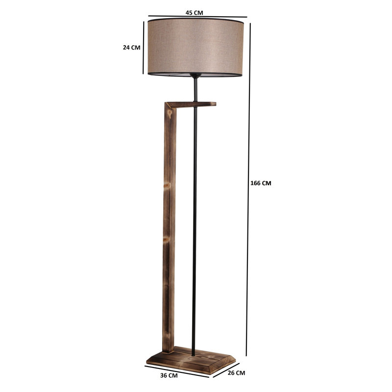 Johnsburg 163cm Traditional Floor Lamp, Brown, Beige