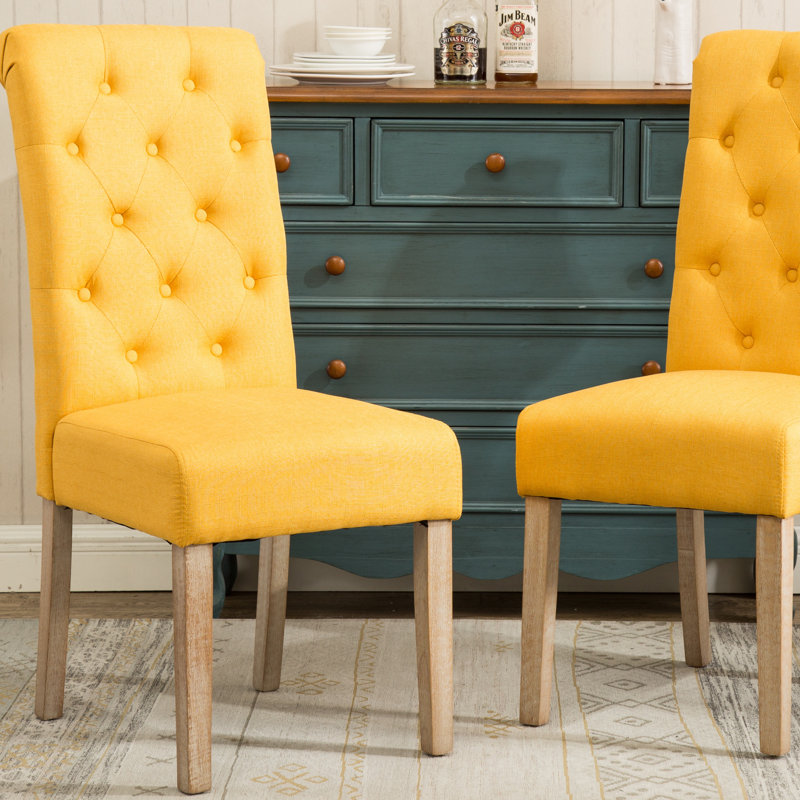 Charlotte Tufted Upholstered Parsons Chair, Yellow