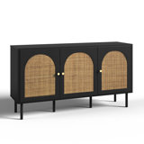 56" 3-Door Sideboard Cabinet Buffet With Rattan Door