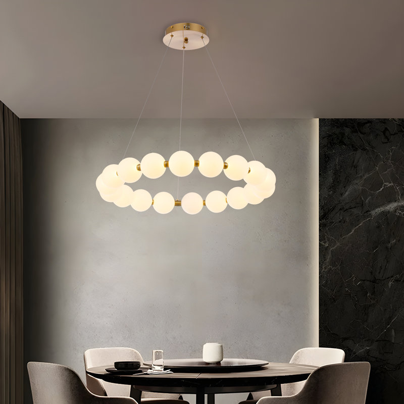 Harmehar 29" Wide Glass Circular Ring Orbit LED Integrated Chandelier