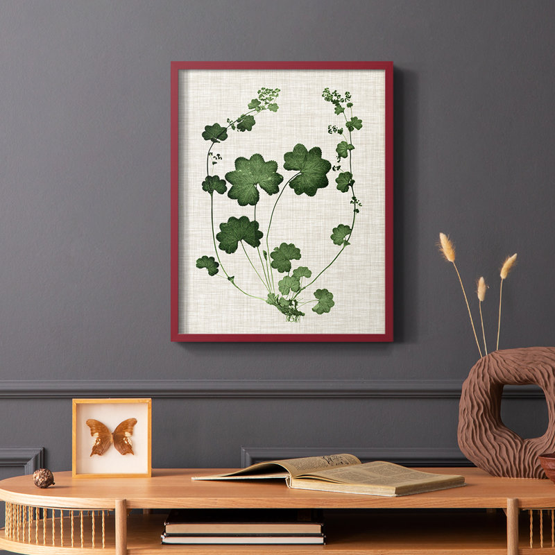 «Forest Foliage on Linen II», reproduction encadrée - bois massif, Rouge, H 10 po x l 8 po
