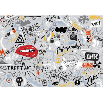 Murale Peel & Stick Street Art - Pensées gribouillées
