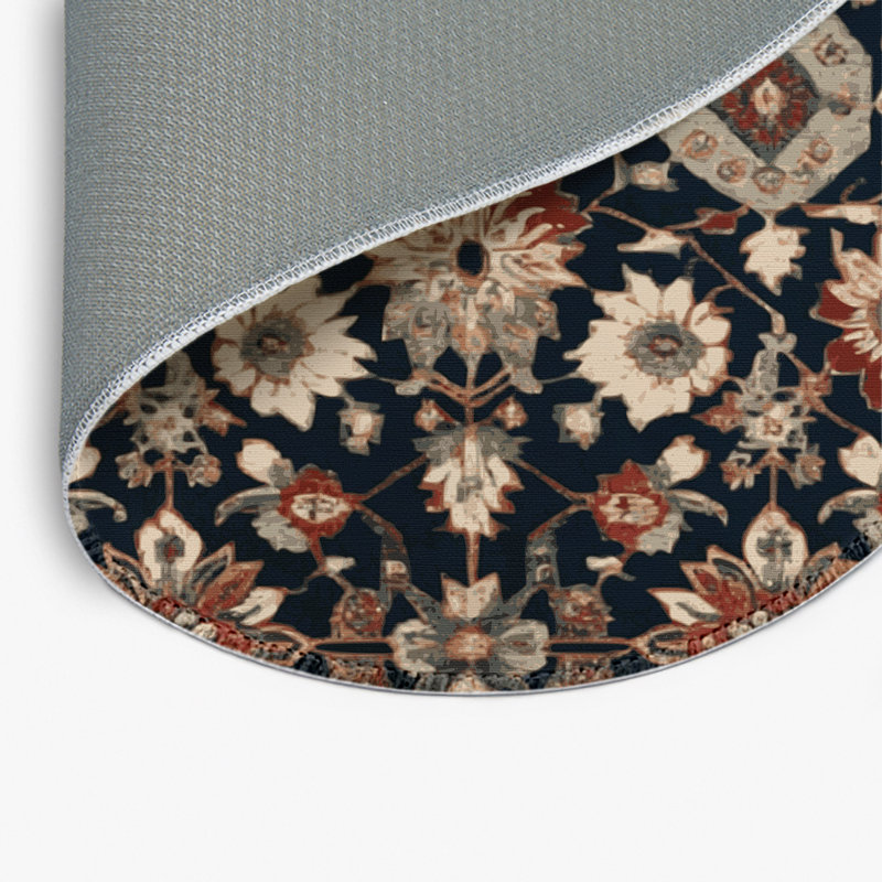 Tapis turc intérieur et extérieur bleu, Rond 5 pi