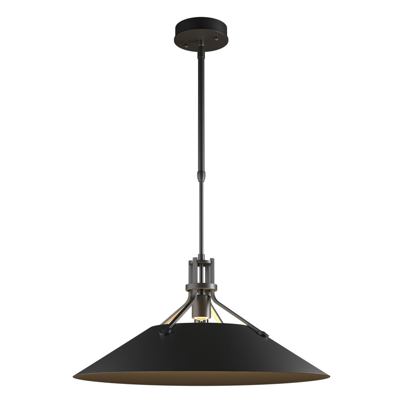 Henry Outdoor Pendant with Metal Shade, 11.8" H x 23.2" W x 23.2" D, Coastal Black