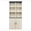 Grande armoire de rangement Farmhouse avec tablettes réglables, bibliothèque en bois aggloméré à finition grain de bois 3D, casiers de présentation ouverts et rangement de porte de grange fermée, bibliothèque librement combinable pour le bureau de la chambre à coucher