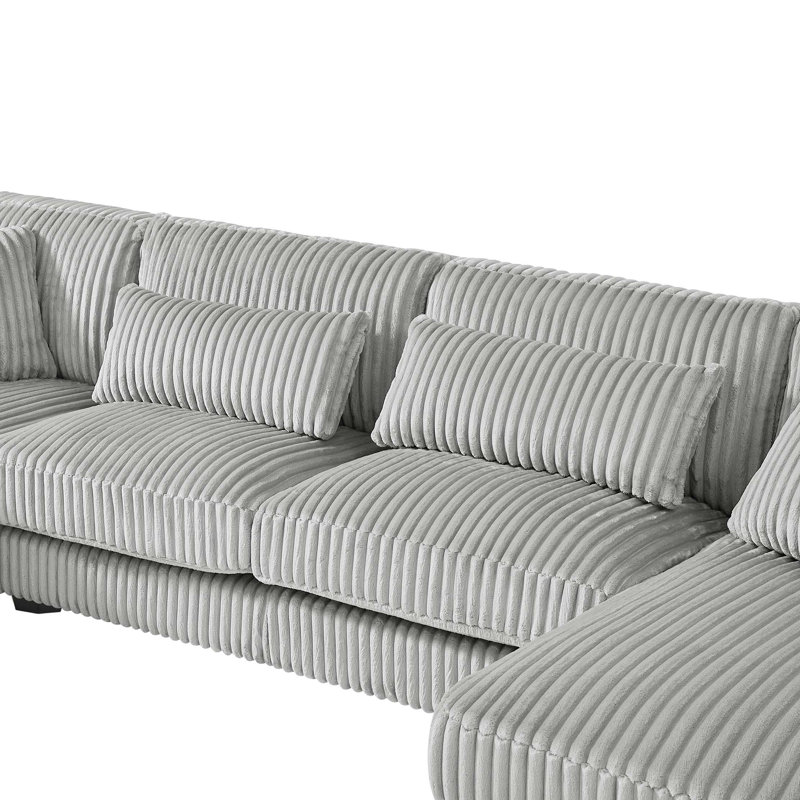 Canapé modulaire surdimensionné de 129 po en forme de U Canapé-lit moderne recouvert de velours côtelé doux avec une chaise longue pour le salon