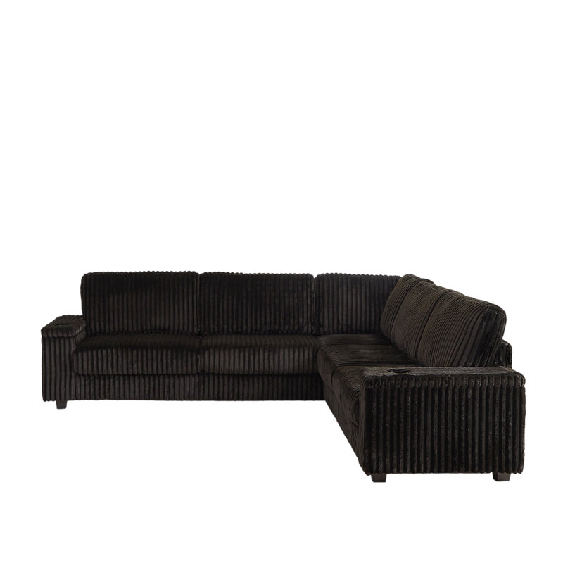 Cylan 110'' Upholstered L Shaped Sofa, Black