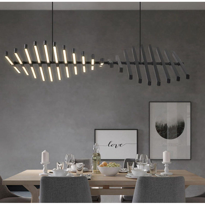 Modern Led Chandeliers For Dining Room Kitchen Living Room Office Bar Restaurant Store Bedroom Chandelier Light Fixture Dimmable Modern Pendant Light Adjustable Height L38.6 20 Lights,Black