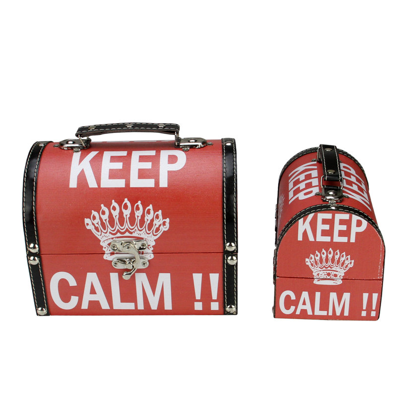 Red and White Keep Calm!! Decorative Wooden Storage Box