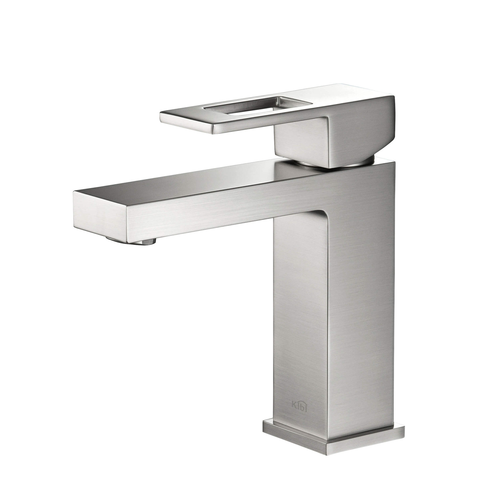 Cube Single-Hole Bathroom Faucet, Brushed Nickel, Drain Assembly Included