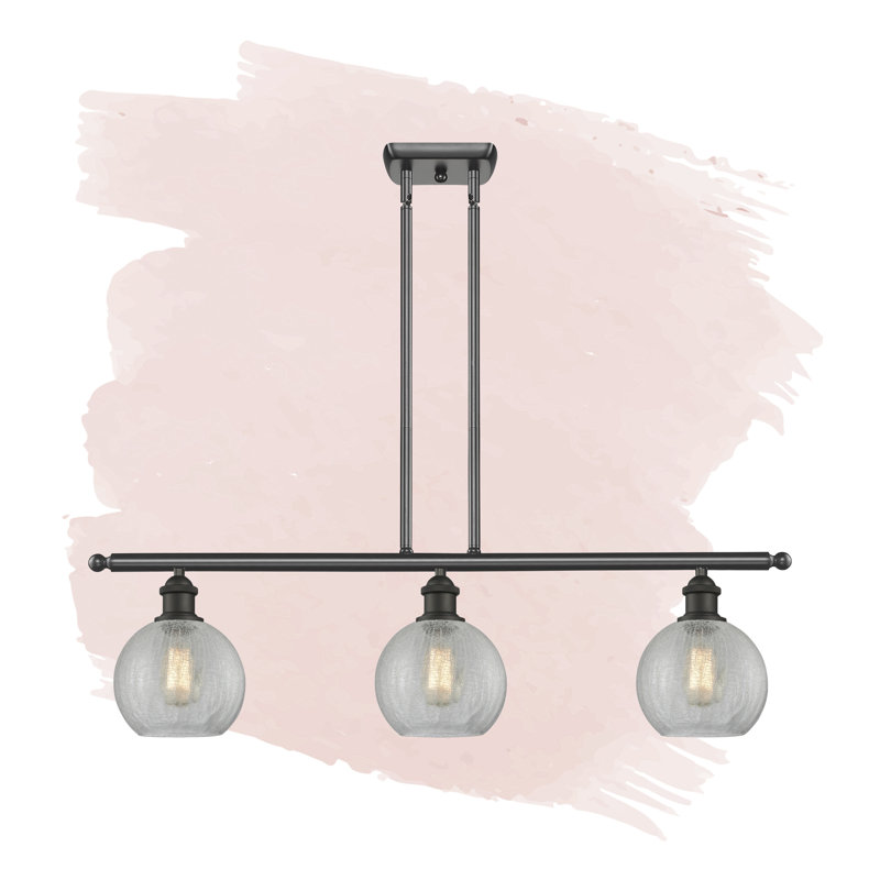 Baptista 3 - Light Kitchen Island Pendant, Oil Rubbed Bronze, Clear Crackle