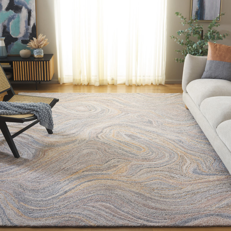 Tapis abstrait touffeté à la main Parchette, Rectangle 8 pi x 10 pi