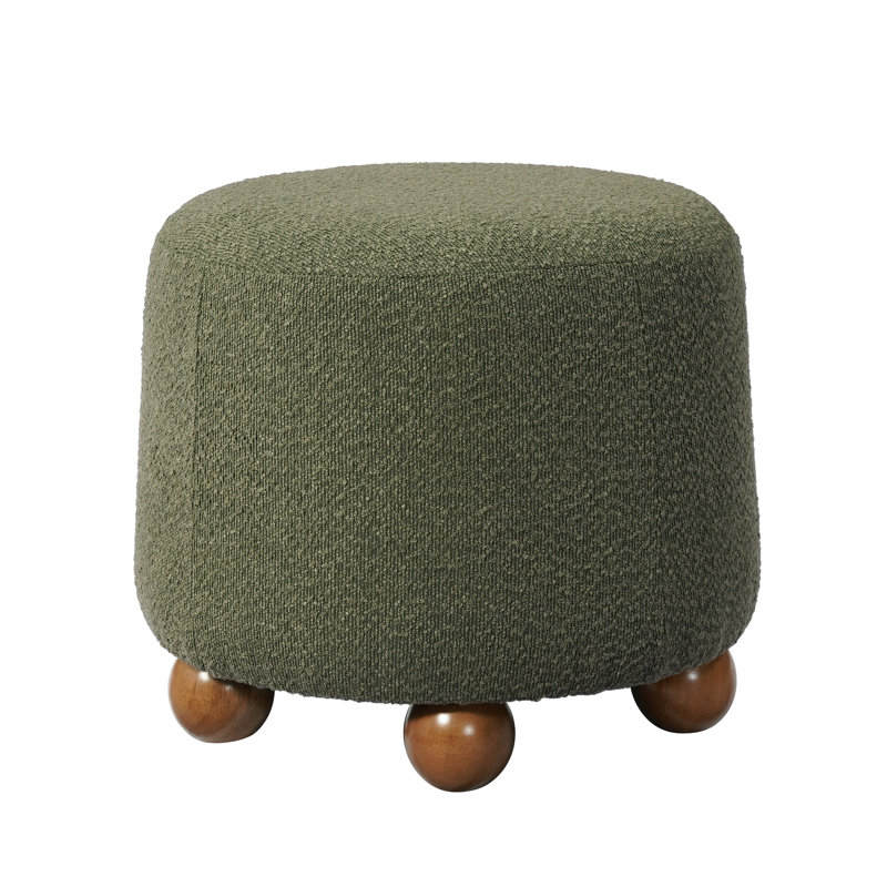 Tabouret avec repose-pieds en bois massif Fyvara, Boucle vert olive